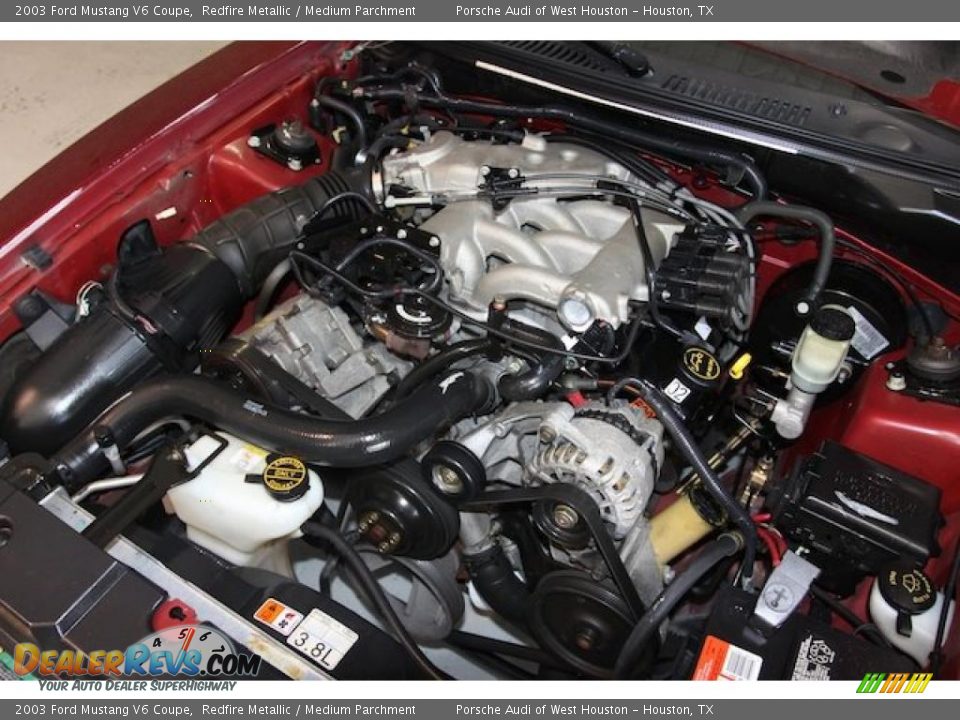 2003 Ford Mustang V6 Coupe Redfire Metallic / Medium Parchment Photo #16