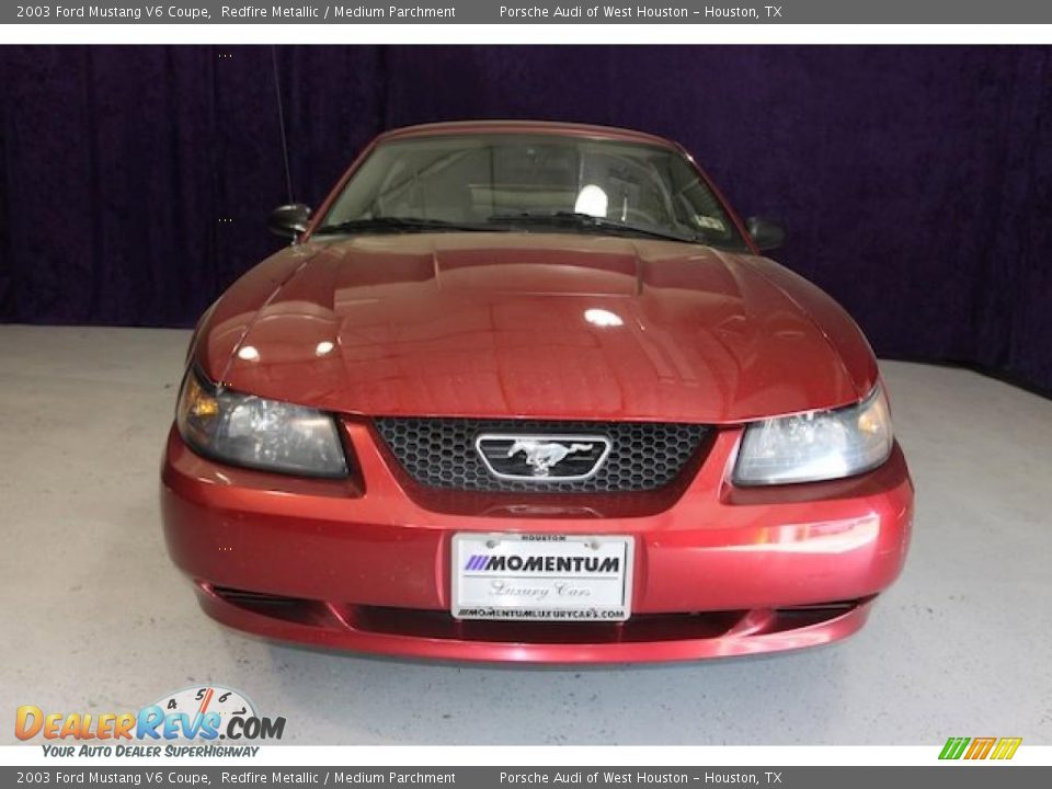 2003 Ford Mustang V6 Coupe Redfire Metallic / Medium Parchment Photo #17