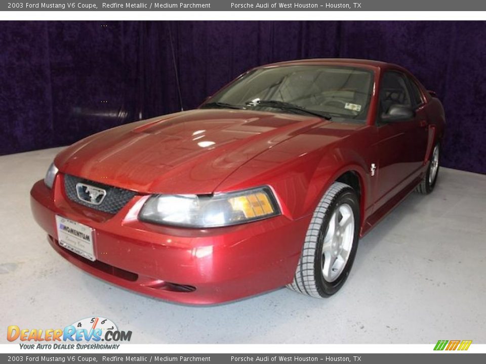 2003 Ford Mustang V6 Coupe Redfire Metallic / Medium Parchment Photo #19