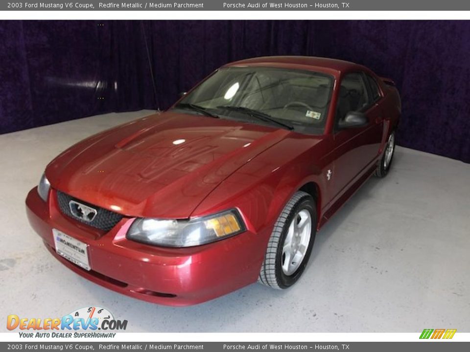 2003 Ford Mustang V6 Coupe Redfire Metallic / Medium Parchment Photo #20
