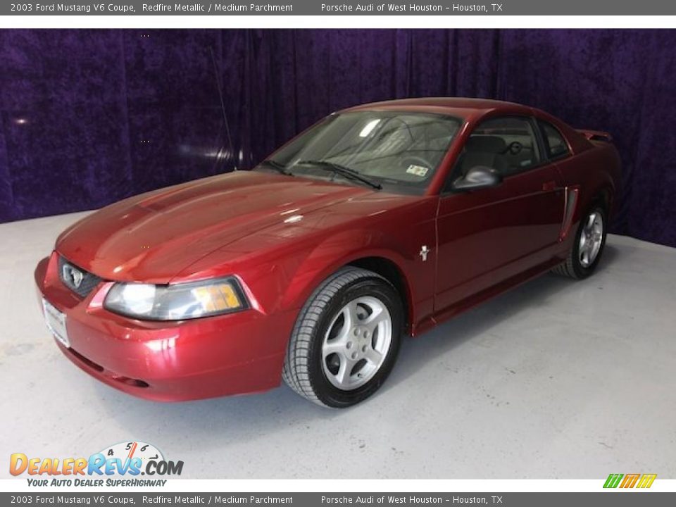 2003 Ford Mustang V6 Coupe Redfire Metallic / Medium Parchment Photo #21