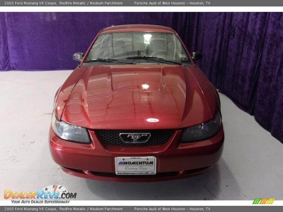 2003 Ford Mustang V6 Coupe Redfire Metallic / Medium Parchment Photo #28