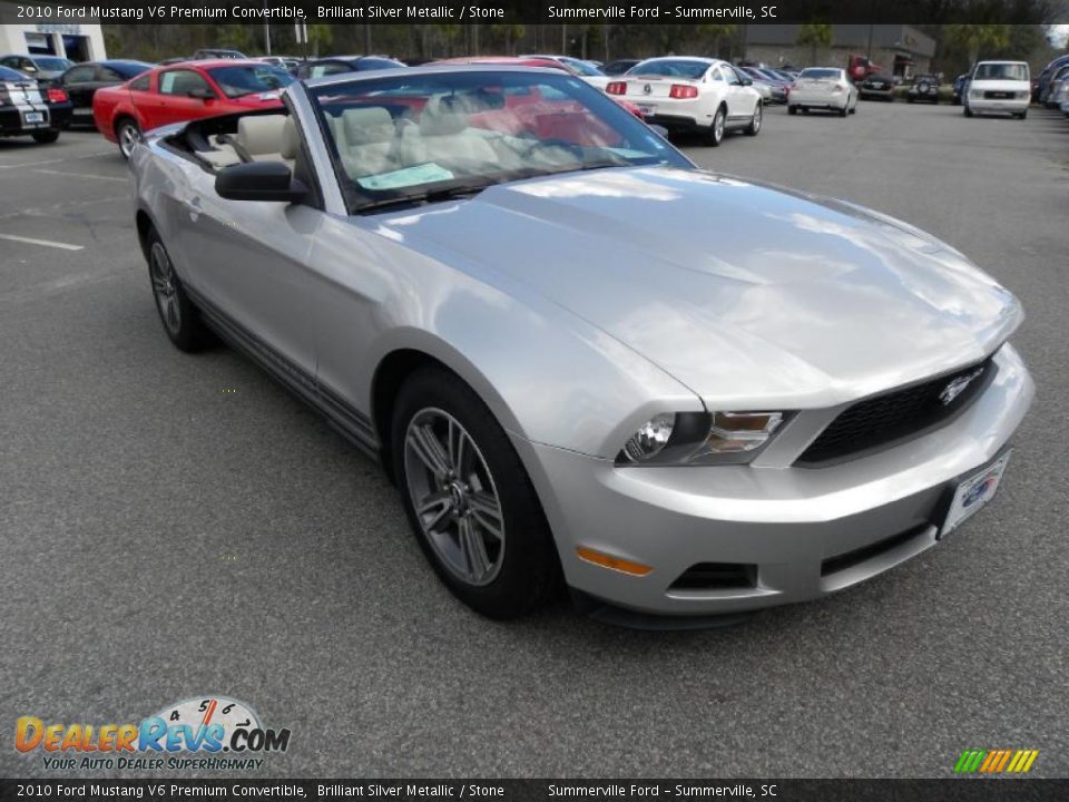 2010 Ford Mustang V6 Premium Convertible Brilliant Silver Metallic / Stone Photo #1