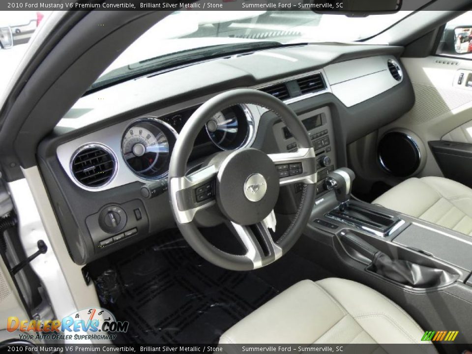 2010 Ford Mustang V6 Premium Convertible Brilliant Silver Metallic / Stone Photo #3