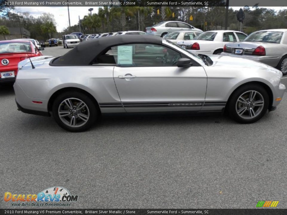 2010 Ford Mustang V6 Premium Convertible Brilliant Silver Metallic / Stone Photo #9