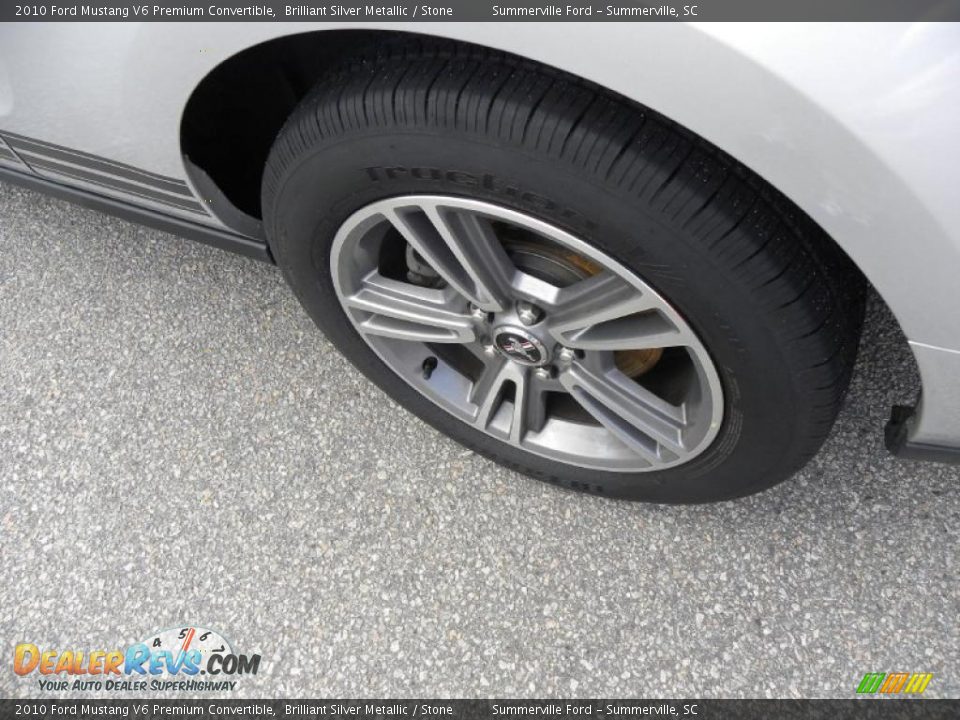 2010 Ford Mustang V6 Premium Convertible Brilliant Silver Metallic / Stone Photo #13