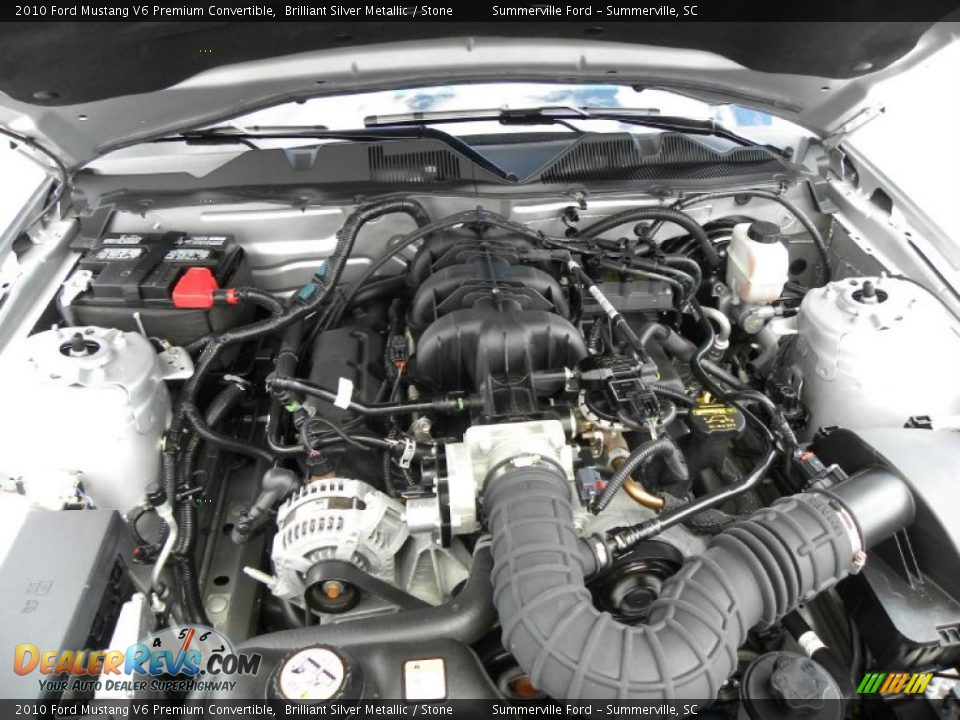 2010 Ford Mustang V6 Premium Convertible Brilliant Silver Metallic / Stone Photo #15
