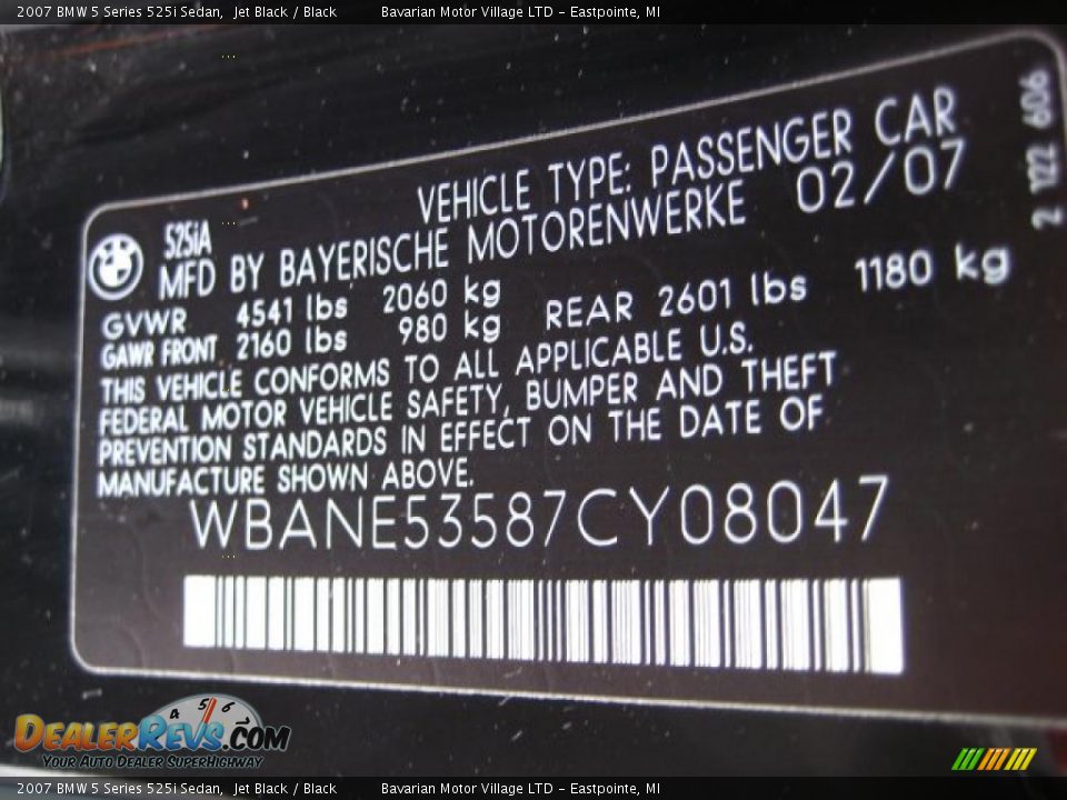 2007 BMW 5 Series 525i Sedan Jet Black / Black Photo #23