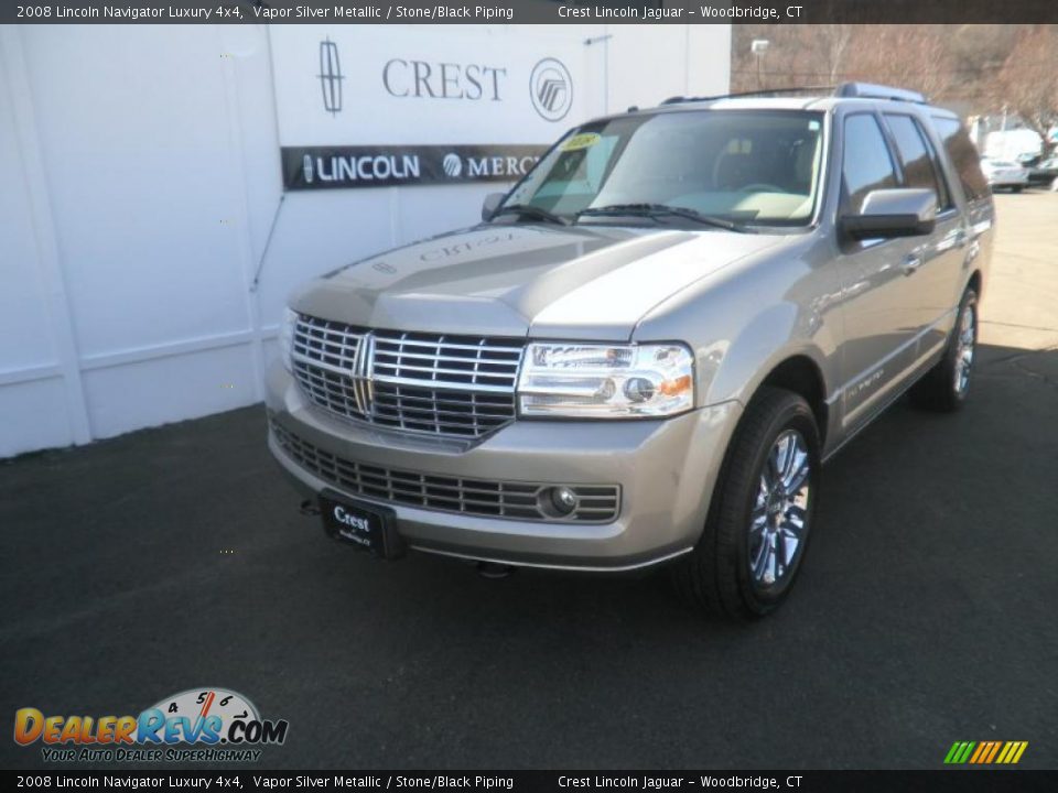 2008 Lincoln Navigator Luxury 4x4 Vapor Silver Metallic / Stone/Black Piping Photo #1