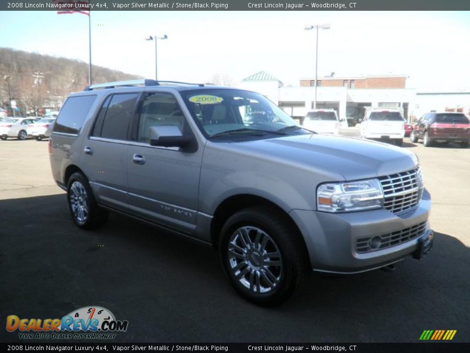 2008 Lincoln Navigator Luxury 4x4 Vapor Silver Metallic / Stone/Black Piping Photo #3