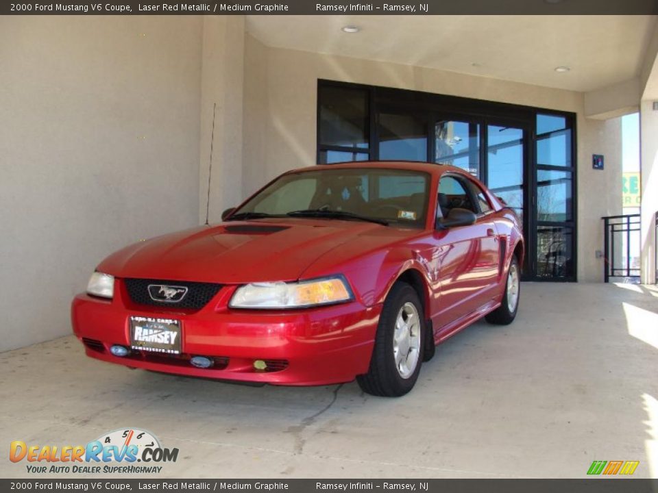 2000 Ford Mustang V6 Coupe Laser Red Metallic / Medium Graphite Photo #1