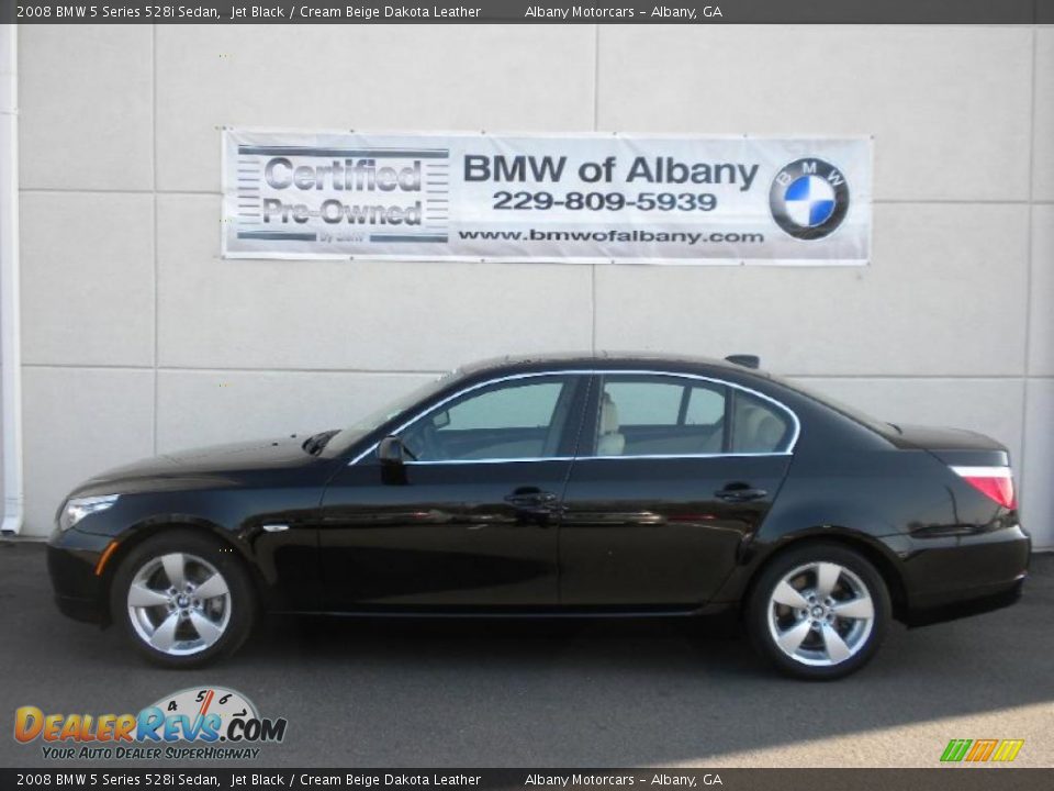 2008 BMW 5 Series 528i Sedan Jet Black / Cream Beige Dakota Leather Photo #1