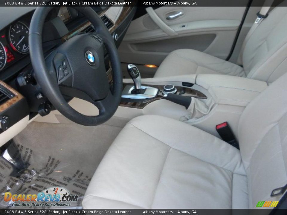 2008 BMW 5 Series 528i Sedan Jet Black / Cream Beige Dakota Leather Photo #6