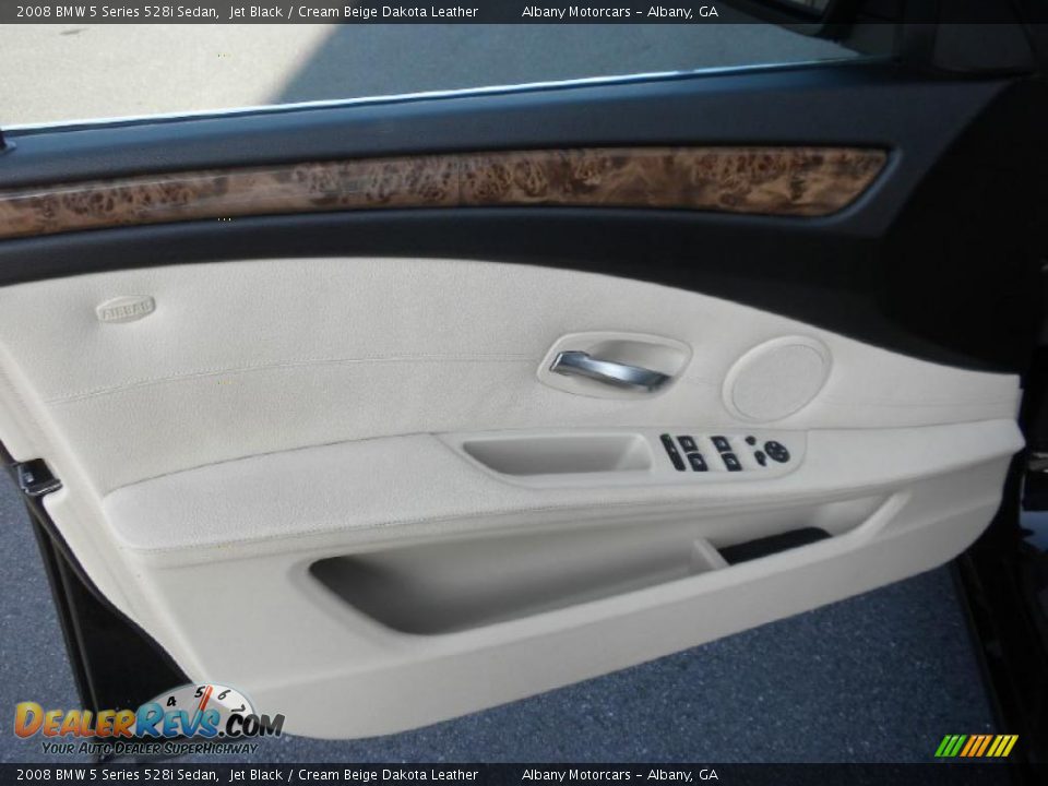 2008 BMW 5 Series 528i Sedan Jet Black / Cream Beige Dakota Leather Photo #7
