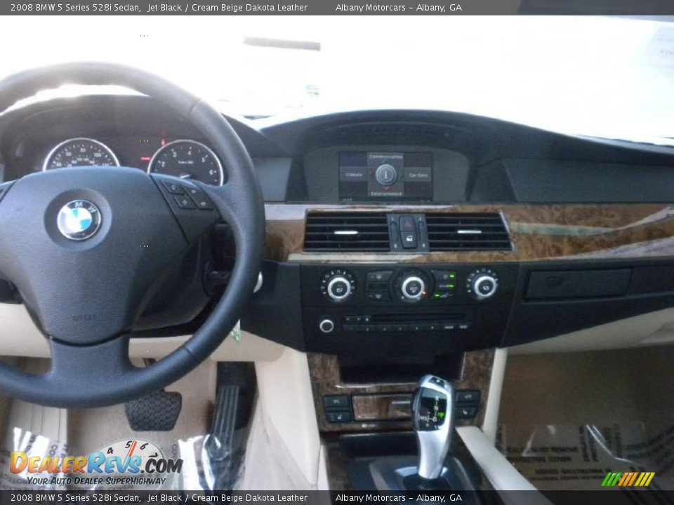 2008 BMW 5 Series 528i Sedan Jet Black / Cream Beige Dakota Leather Photo #14