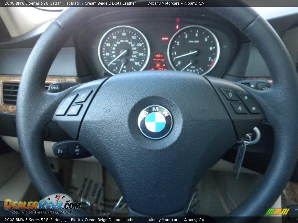 2008 BMW 5 Series 528i Sedan Jet Black / Cream Beige Dakota Leather Photo #15