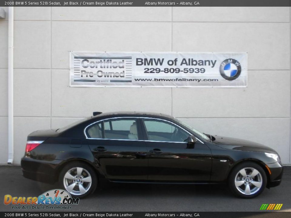 2008 BMW 5 Series 528i Sedan Jet Black / Cream Beige Dakota Leather Photo #23