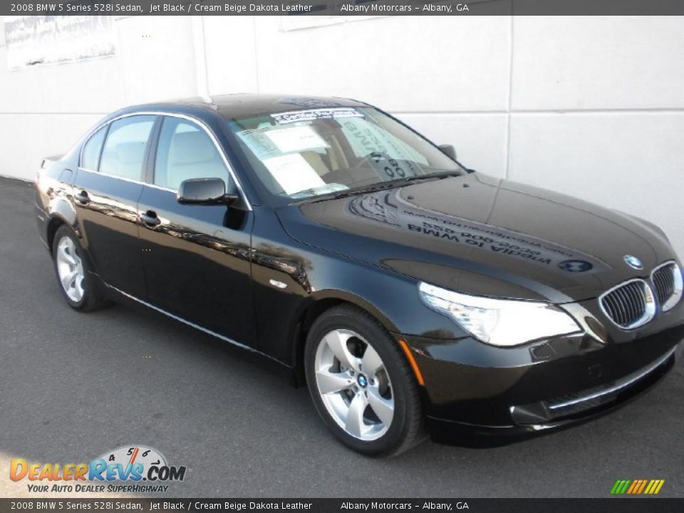 2008 BMW 5 Series 528i Sedan Jet Black / Cream Beige Dakota Leather Photo #24