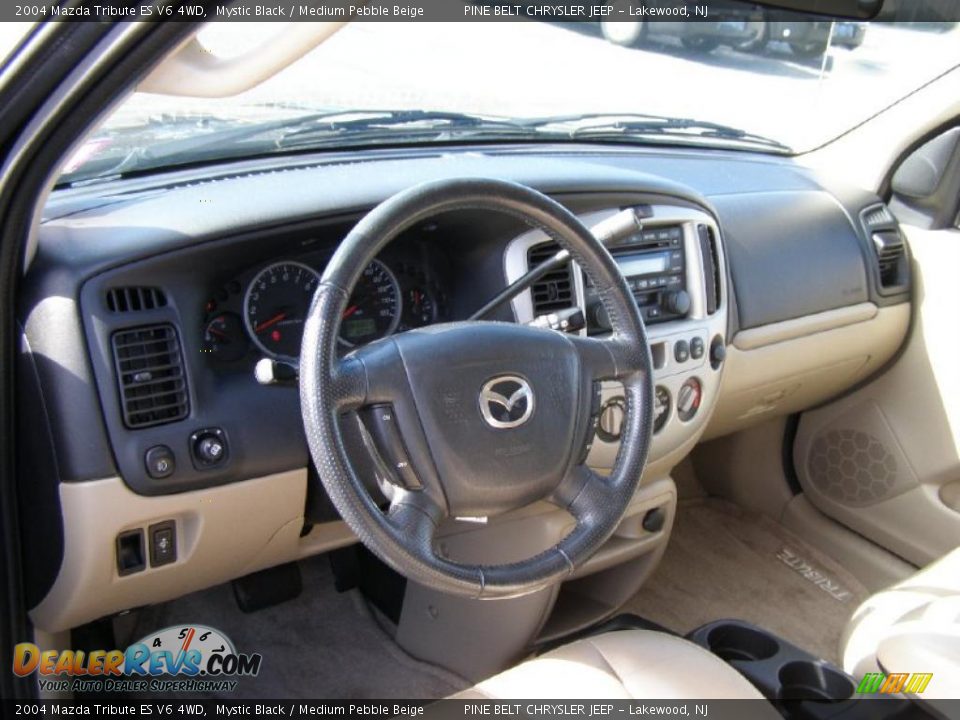 2004 Mazda Tribute ES V6 4WD Mystic Black / Medium Pebble Beige Photo #8