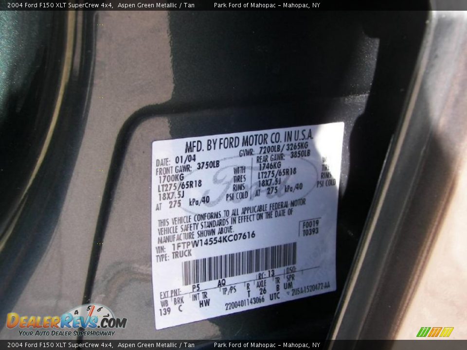 2004 Ford F150 XLT SuperCrew 4x4 Aspen Green Metallic / Tan Photo #12