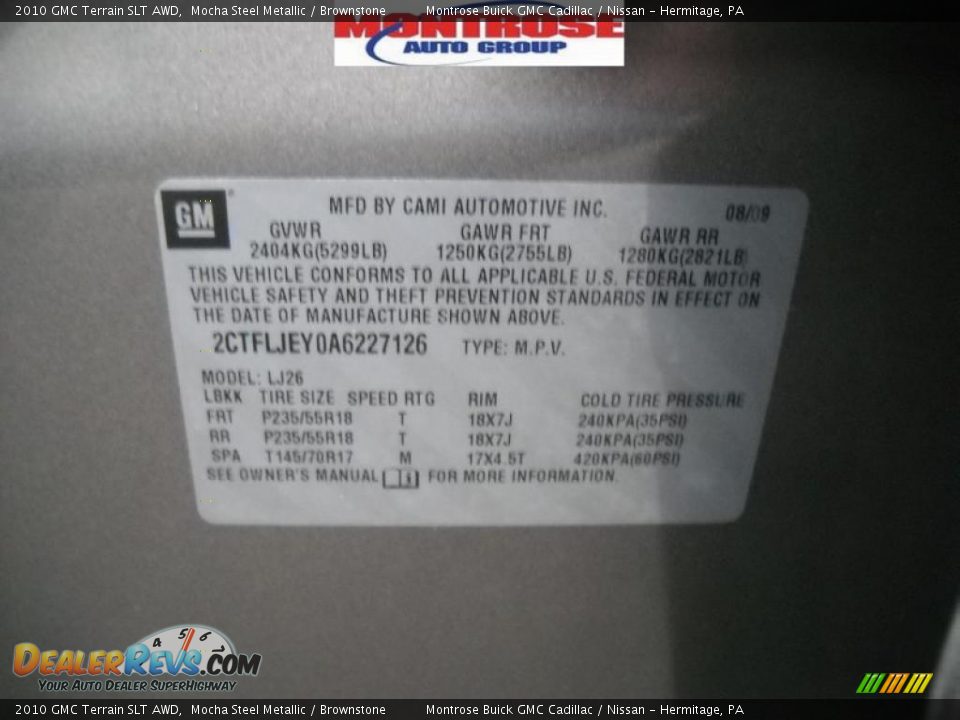 2010 GMC Terrain SLT AWD Mocha Steel Metallic / Brownstone Photo #11