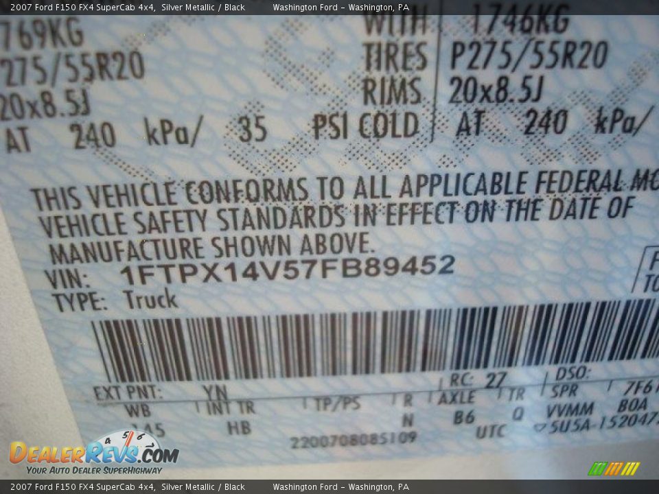 2007 Ford F150 FX4 SuperCab 4x4 Silver Metallic / Black Photo #19