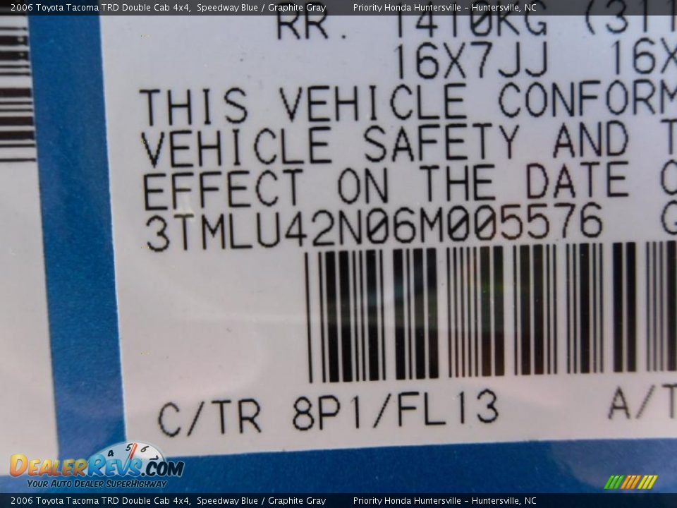 2006 Toyota Tacoma TRD Double Cab 4x4 Speedway Blue / Graphite Gray Photo #11