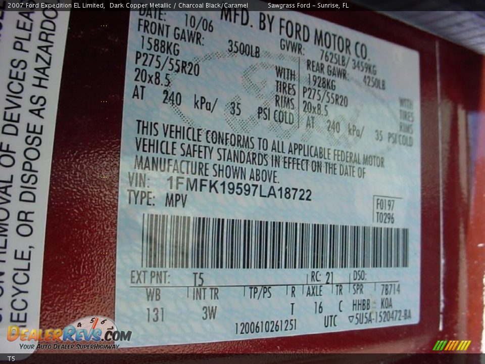 Ford Color Code T5 Dark Copper Metallic