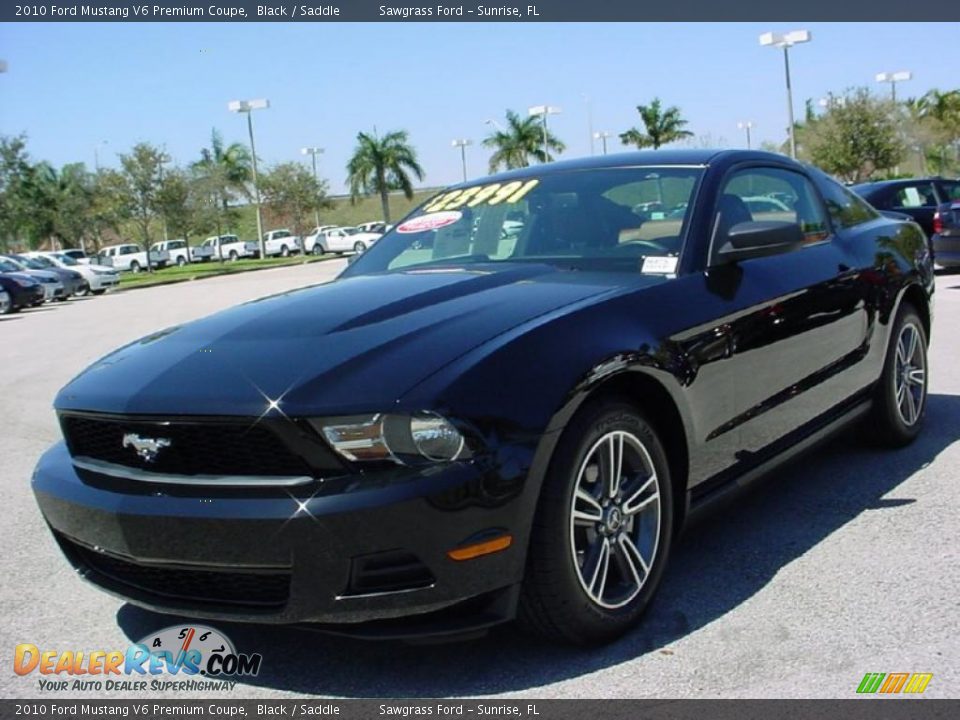 2010 Ford Mustang V6 Premium Coupe Black / Saddle Photo #7