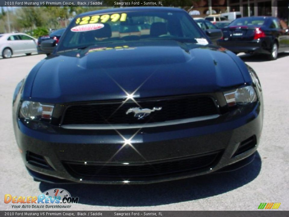 2010 Ford Mustang V6 Premium Coupe Black / Saddle Photo #8