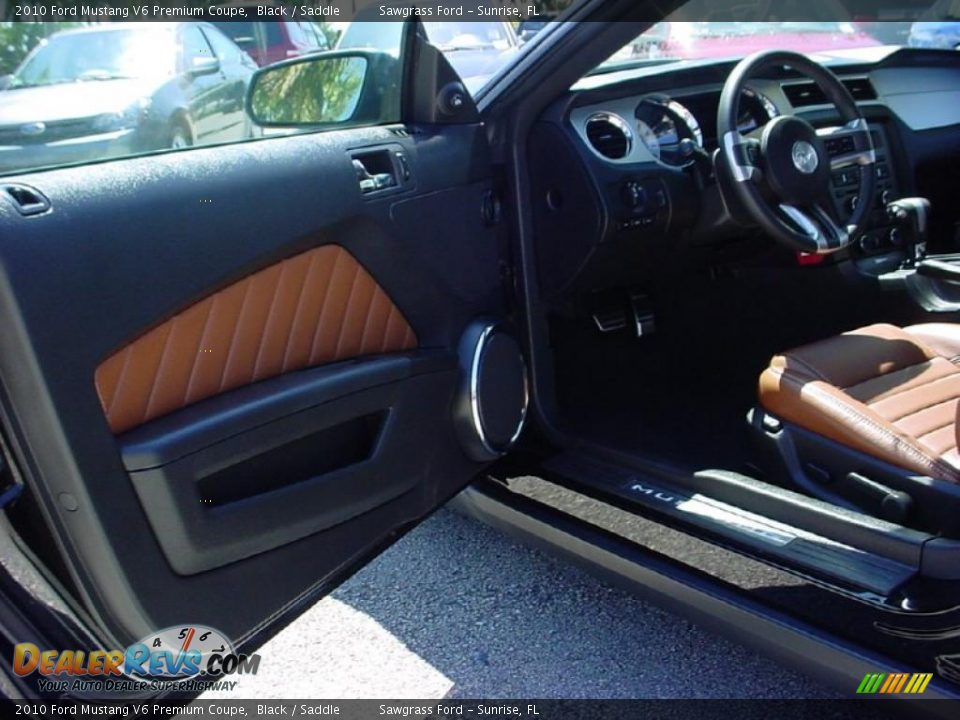 2010 Ford Mustang V6 Premium Coupe Black / Saddle Photo #9
