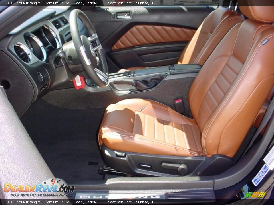 2010 Ford Mustang V6 Premium Coupe Black / Saddle Photo #10