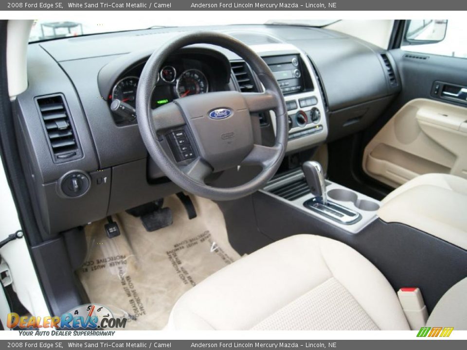 2008 Ford Edge SE White Sand Tri-Coat Metallic / Camel Photo #14