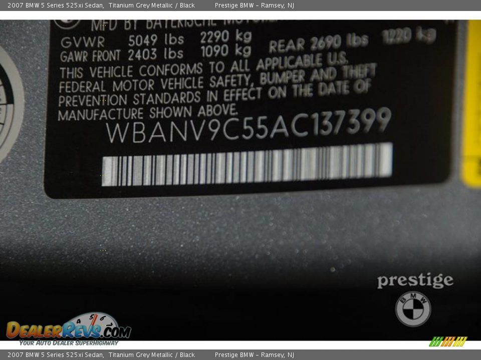 2007 BMW 5 Series 525xi Sedan Titanium Grey Metallic / Black Photo #16