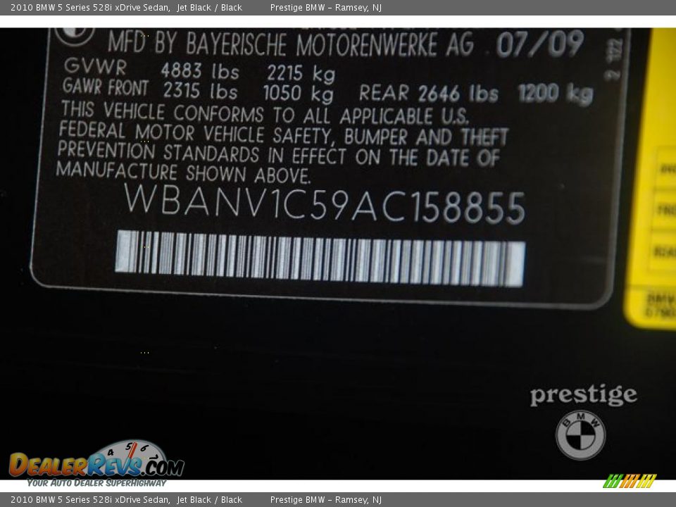 2010 BMW 5 Series 528i xDrive Sedan Jet Black / Black Photo #16