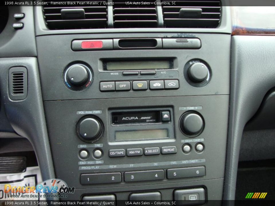 1998 Acura RL 3.5 Sedan Flamenco Black Pearl Metallic / Quartz Photo #17