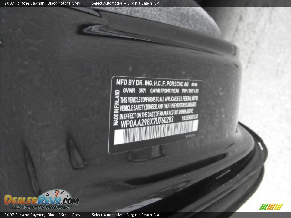 2007 Porsche Cayman Black / Stone Grey Photo #22