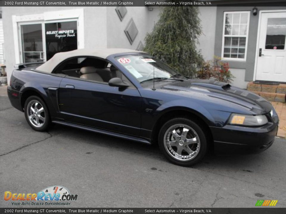 2002 Ford Mustang GT Convertible True Blue Metallic / Medium Graphite Photo #10