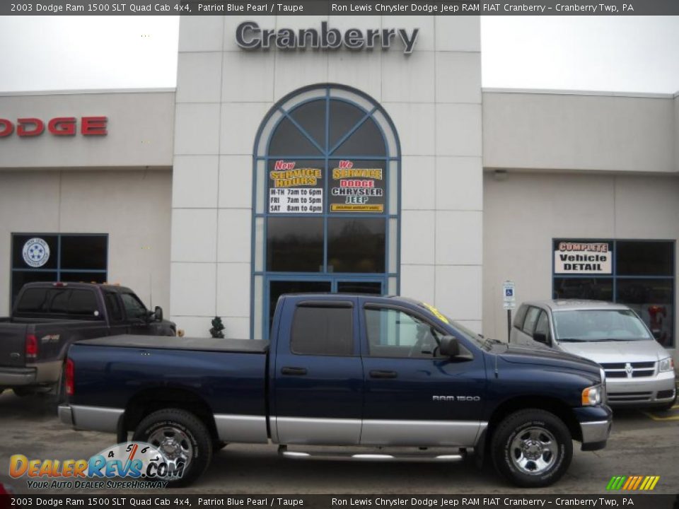 2003 Dodge Ram 1500 SLT Quad Cab 4x4 Patriot Blue Pearl / Taupe Photo #1