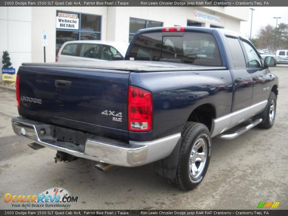 2003 Dodge Ram 1500 SLT Quad Cab 4x4 Patriot Blue Pearl / Taupe Photo #2