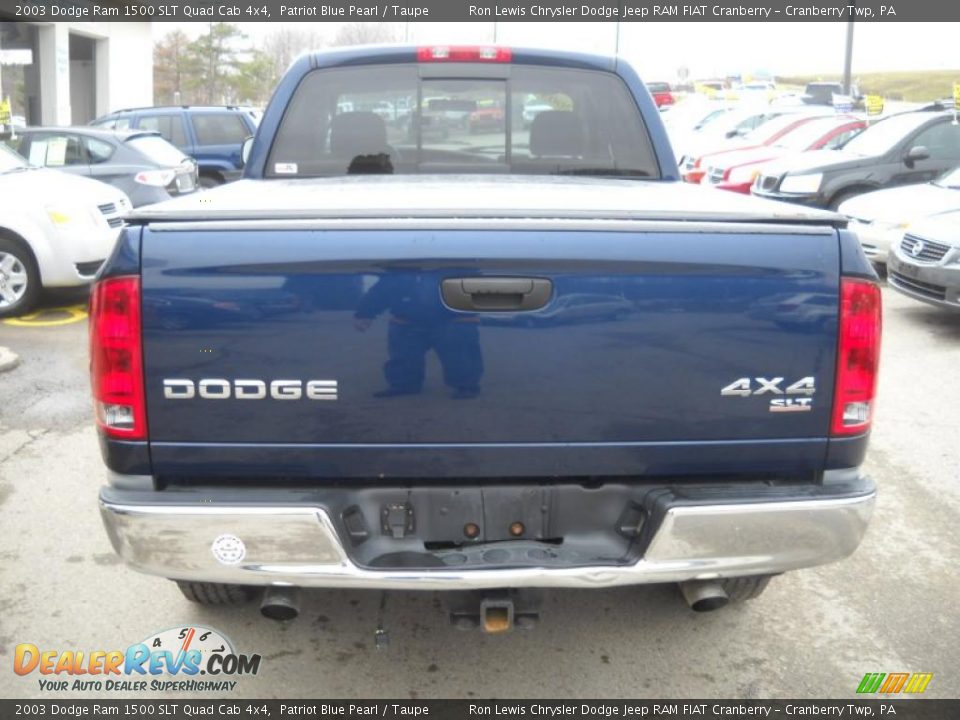 2003 Dodge Ram 1500 SLT Quad Cab 4x4 Patriot Blue Pearl / Taupe Photo #3