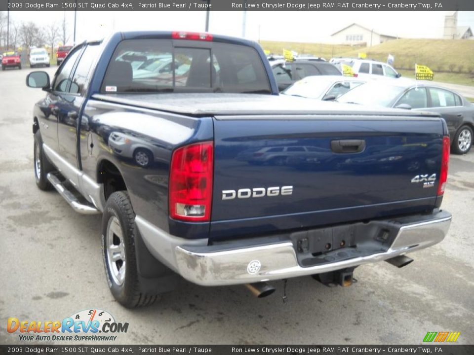 2003 Dodge Ram 1500 SLT Quad Cab 4x4 Patriot Blue Pearl / Taupe Photo #4