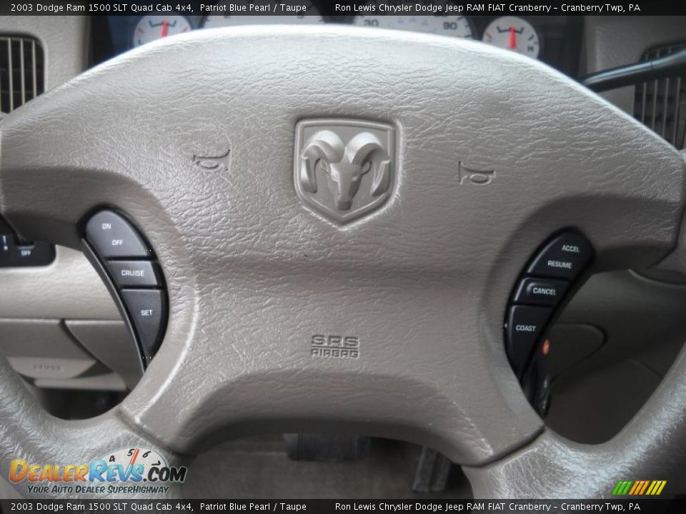 2003 Dodge Ram 1500 SLT Quad Cab 4x4 Patriot Blue Pearl / Taupe Photo #21