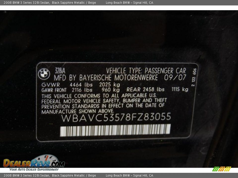 2008 BMW 3 Series 328i Sedan Black Sapphire Metallic / Beige Photo #15