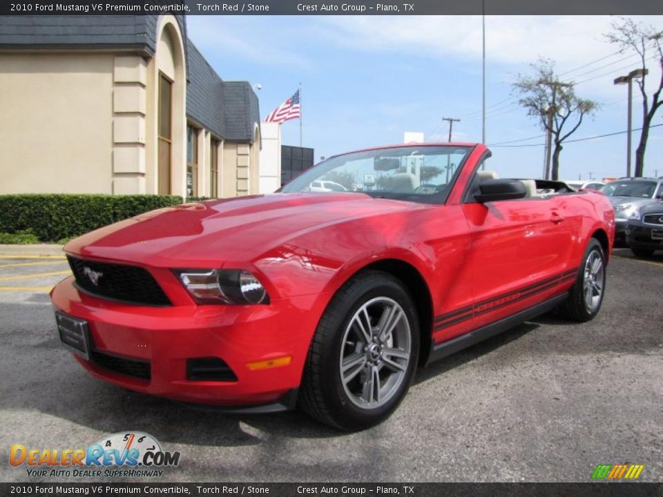 2010 Ford Mustang V6 Premium Convertible Torch Red / Stone Photo #3
