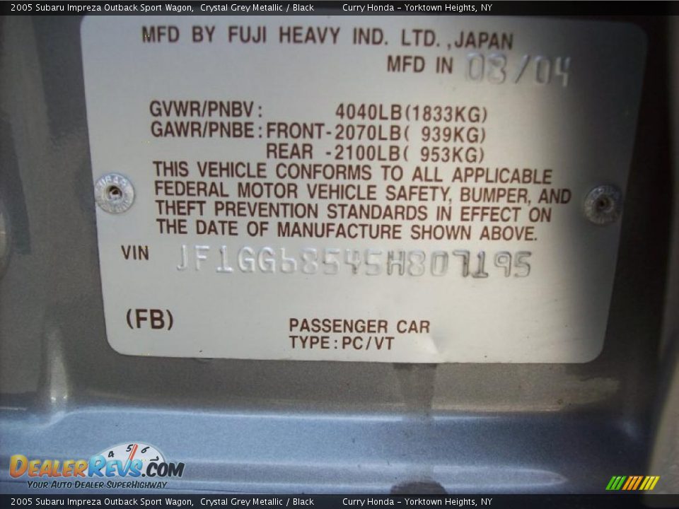 2005 Subaru Impreza Outback Sport Wagon Crystal Grey Metallic / Black Photo #23