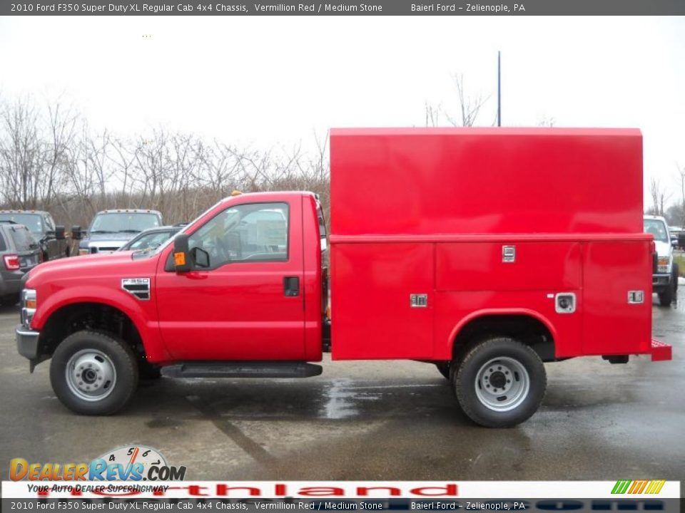 2010 Ford F350 Super Duty XL Regular Cab 4x4 Chassis Vermillion Red / Medium Stone Photo #1