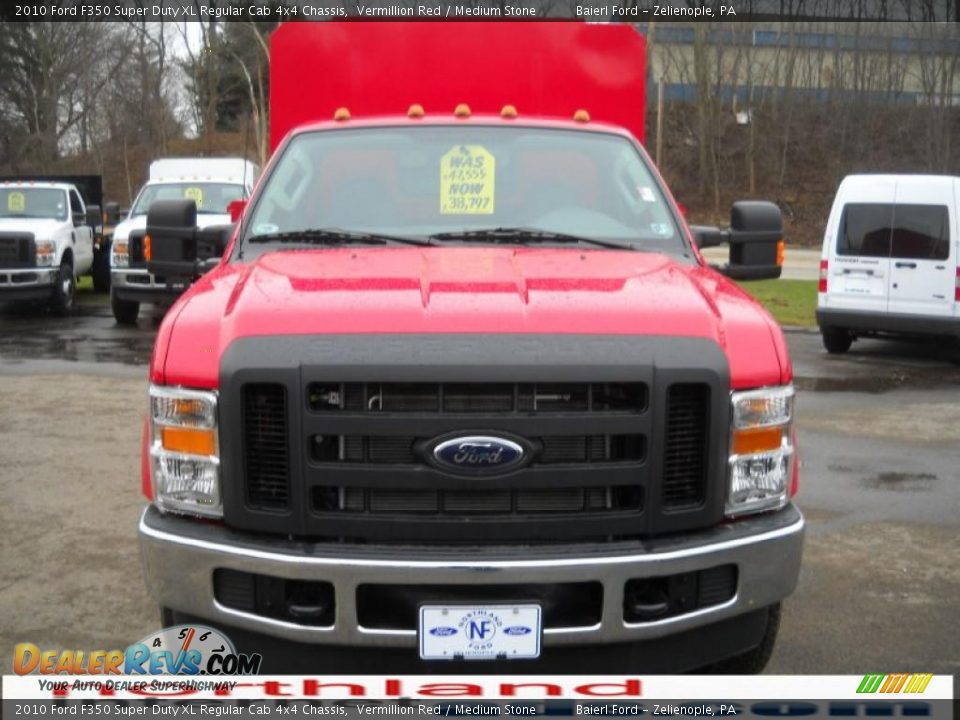 2010 Ford F350 Super Duty XL Regular Cab 4x4 Chassis Vermillion Red / Medium Stone Photo #3