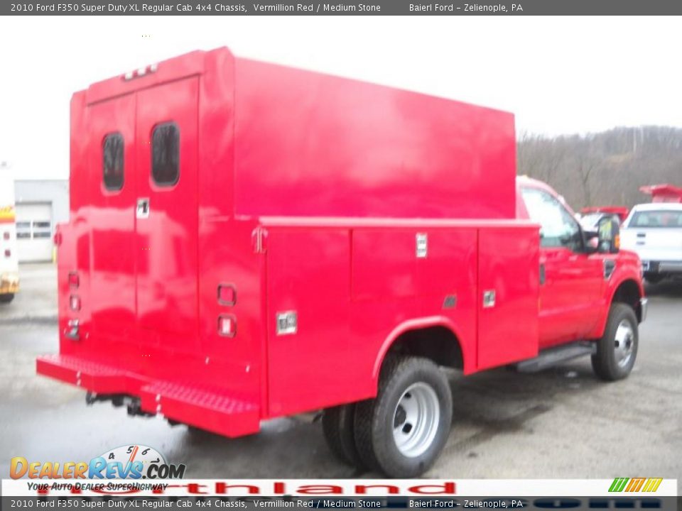 2010 Ford F350 Super Duty XL Regular Cab 4x4 Chassis Vermillion Red / Medium Stone Photo #6