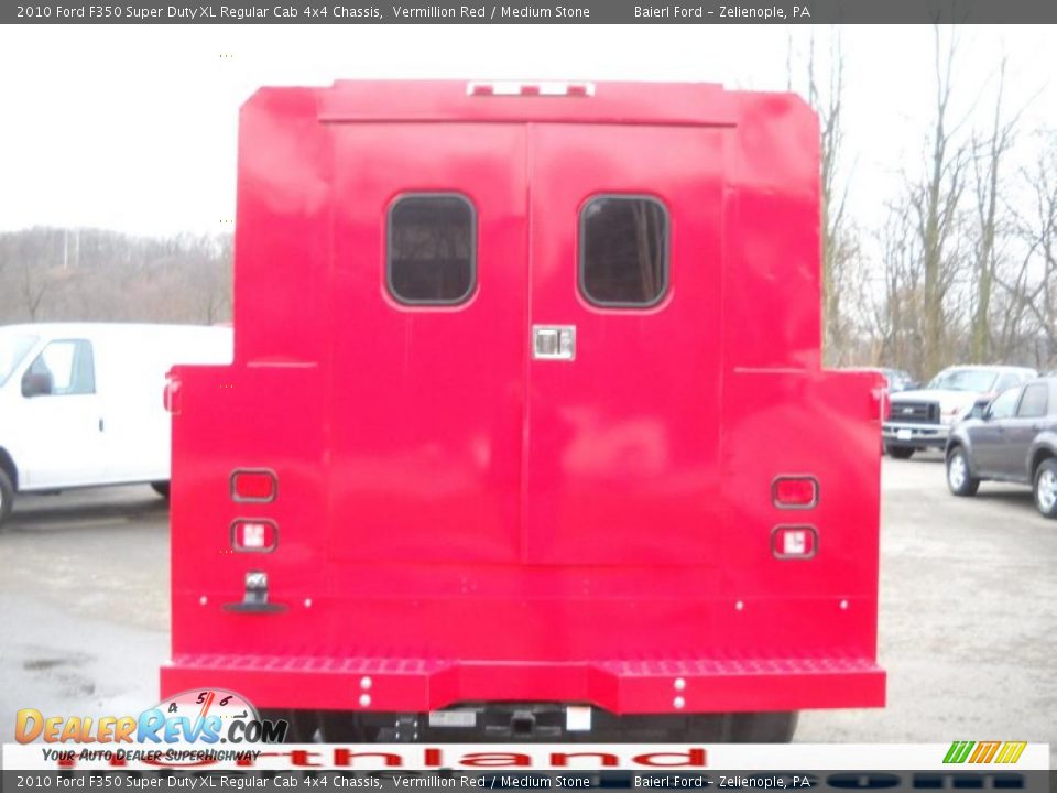 2010 Ford F350 Super Duty XL Regular Cab 4x4 Chassis Vermillion Red / Medium Stone Photo #7
